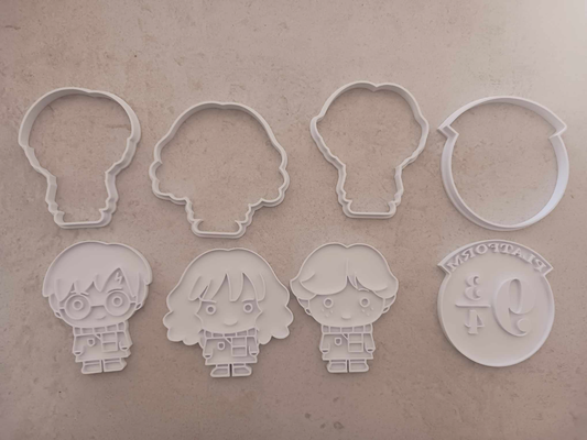 harry potter cookie cutters stamps by bean eating cookies cutter cookiecad cookiecutter harrypotter harrypottter luna hagrid hermione ron wealey 3d print model - Mito3D