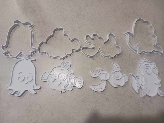 finding nemo cookie cutters stamps by bean eating cookies cutter cookiecad cookiecutter dory squirt 3d print model - Mito3D