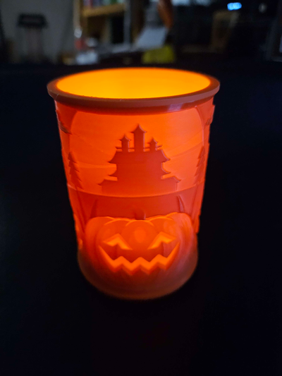 halloween litho teelicht by aj-engineering 2023 tea light holder pumkin lithopane lithopanelamp 3d print model - Mito3D