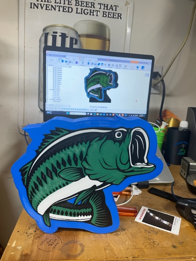 large mouth bass light box by websters creations fish fishing led 3d print model - Mito3D