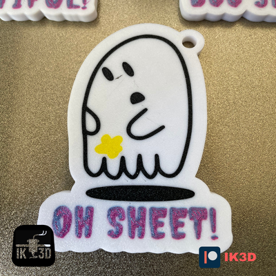 oh sheet funny ghost keychain by ik3digital halloween cute keyring joke pee 3d print model - Mito3D