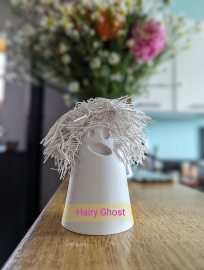wonderful hairy ghost by poutre halloween 2023 funny nosupport diy revenant fun string child children toy decor figurine death dead hair 3d print model - Mito3D