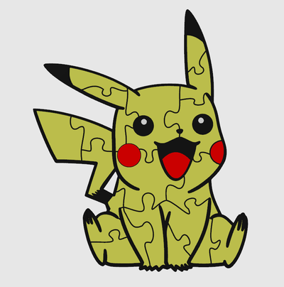 pikachu puzzle - separate colors by emashi pikachupuzzle pokemon pokemonpuzzle pokemontoy 3d print model - Mito3D