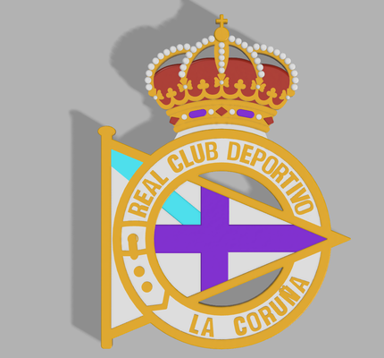 multicolored shield of real club deportivo la coruña by sagatxxx futbol football galicia 3d print model - Mito3D