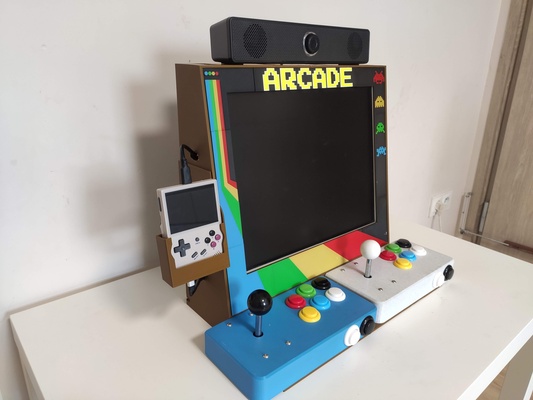 completamente stampato arcade gioco macchina by sevro atari sega famicom mame neogeo anbernico rg35xx 3d print model - Mito3D