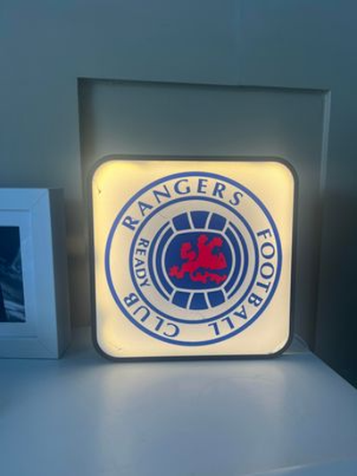 rangers football club - lightbox by love prints glasgow soccer scottish premiership light logo badge fanart 3d print model - Mito3D
