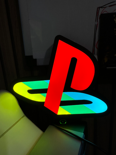 sony estación juegos logo pared led lámpara by pip3d lamo decoración juego azar ps lamparas 3d print model - Mito3D