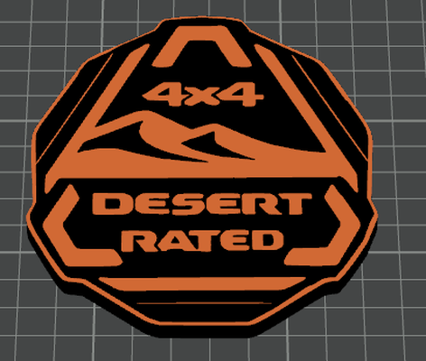jeep desert rated badge 4x4 by personal3d logo 3d print model - Mito3D