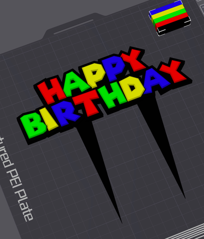 super mario gâteau topper heureux anniversaire by pip3d 3d print model - Mito3D