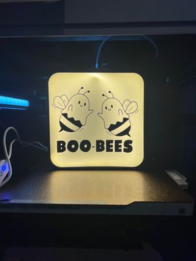 bruxas boo bees caixa luz by amar estampas halloween2023 arte assustador humor engraçado irônico abelha fantasma admirador 3d print model - Mito3D