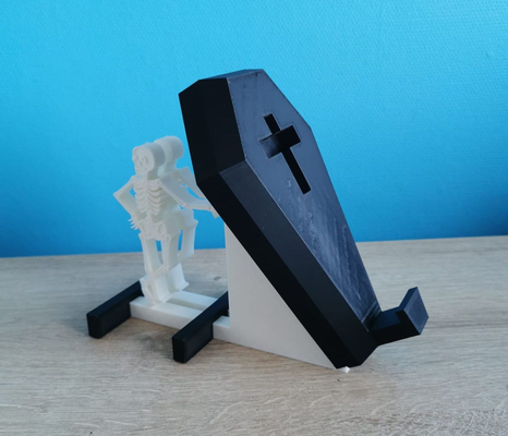 skeletons phone stand by vdkliam skeleton guy halloween 2023 art coffin dead 3d print model - Mito3D
