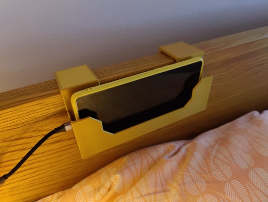 hanging smartphone holder by michaelq bed smartphoneholder bedroom 3d print model - Mito3D