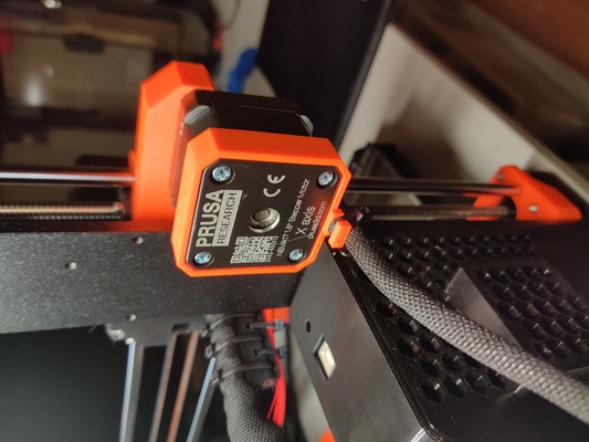 mk3 mk4 x-motor cable protection - fixing to rear remixed by michaelq mk3s xaxis cableprotector steppermotor cableguide mk4upgrade 3d print model - Mito3D