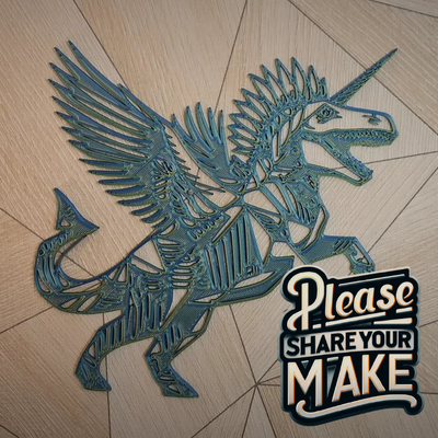 dinosaurio unicornio pared arte by vhart0 mural geométrico 3d print model - Mito3D