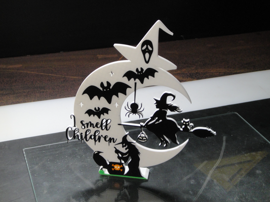 halloween moon witch by chuck zrk decor bat scary spooky 3d print model - Mito3D