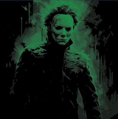 glowing - michael myers by madness3d 2d art midjourney hueforge hueforged halloween 2023 glow in dark 3d print model - Mito3D