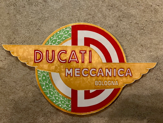 ducati logotipo 1958 garagem homem caverna parede arte by gregory ml placa motocicleta moto legal 3d print model - Mito3D