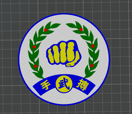 meuglement chiffon kwan logo coaster by abc3dprints karaté martial arts soie soo do tae 3d print model - Mito3D