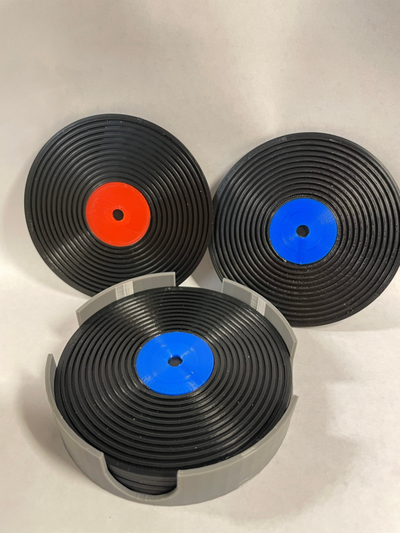 vinyle record coaster ensemble remixé by occupésplash boisson verre 39 boissons alcoolisées caboteur 3d print model - Mito3D