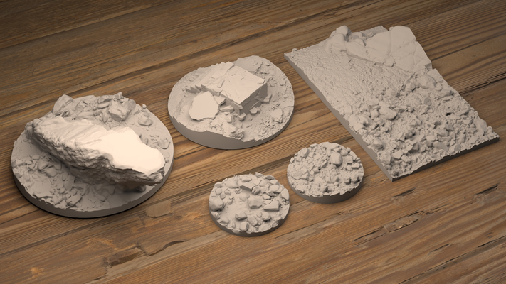 afficher bases 5 types by shangyu wang supporter sol roche surface 3d print model - Mito3D