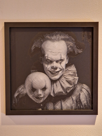 glowing - pennywise it by madness3d midjourney hueforge hueforged halloween 2023 art glow in dark picture 3d print model - Mito3D