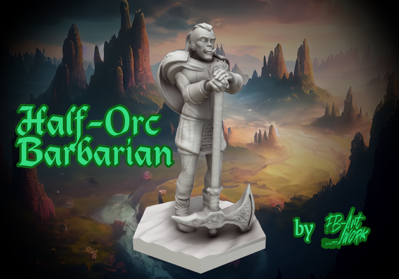 dnd miniature half-orc barbarian by fb-artwork dndmini dndminiature dndprop 3d print model - Mito3D
