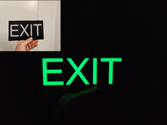 exit sign can match color glow in dark letters recommended 200x100mm by rickyspanish 3d print model - Mito3D