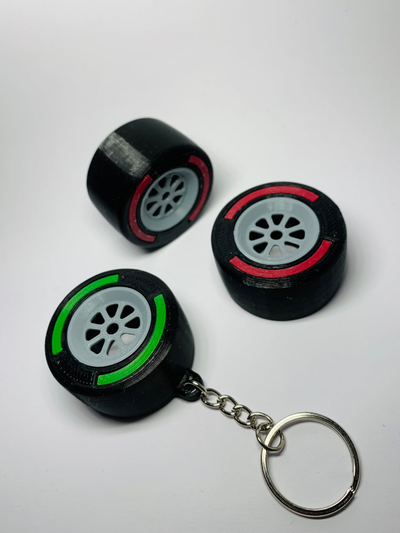 f1 tire keychain by emerge in 3d formula1 verstappen tiktok 3d print model - Mito3D