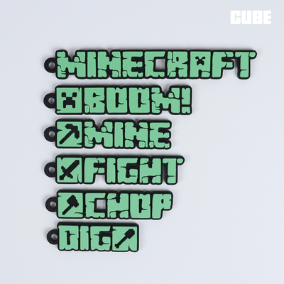 minecraft keychains gamers by cube3dworld keychain accessory key gaming gamer gift 3d print model - Mito3D
