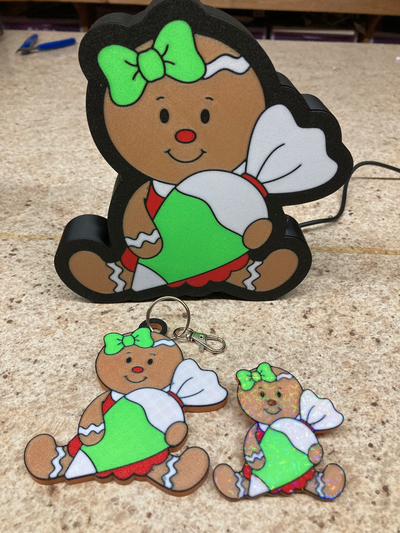 mini 6 decorating gingerbread girl led light box by etribke lightbox christmas winter 3d print model - Mito3D