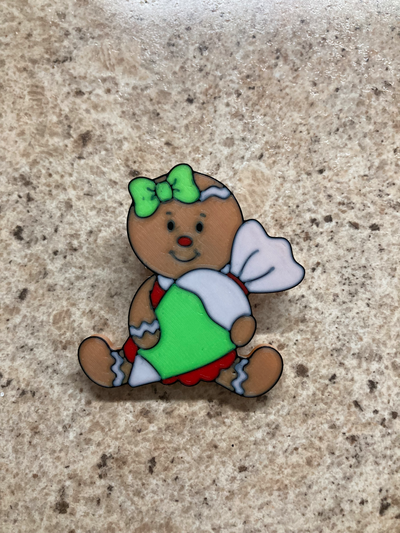gingerbread girl pin by etribke jewerly christmas holiday winter fashion 3d print model - Mito3D