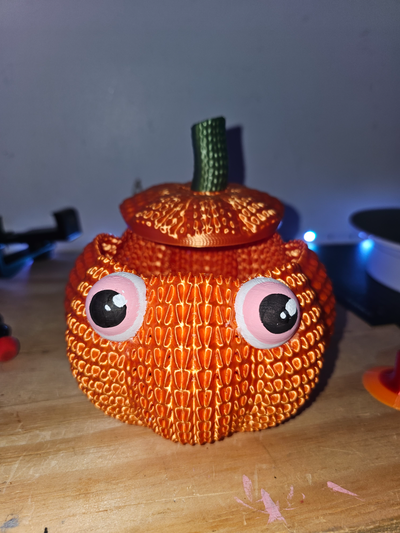cutest knitted pumkin bowl by everythingplusultra halloween 2023 art box accessories holiday thanksgiving decor cute kawaii easy print fun functional decoration 3d print model - Mito3D