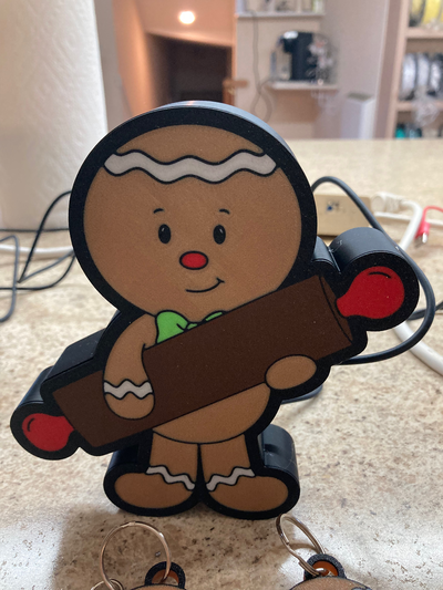 gingerbread boy holding rolling pin mini 6 led light box by etribke holiday christmas winter 3d print model - Mito3D
