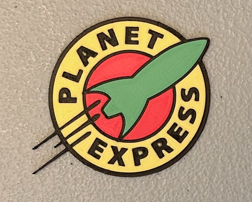 multicolor planet express logo magnet by wotfan futurama 3d print model - Mito3D