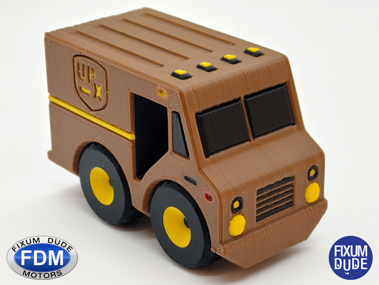 fixum dude motors pip package delivery truck by fixumdude fedex toy car vehicle print in place articulated gift 3d print model - Mito3D