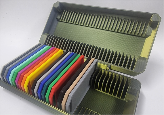 30pc filament sample hinged box by simply models filamentbox holder 3d print model - Mito3D