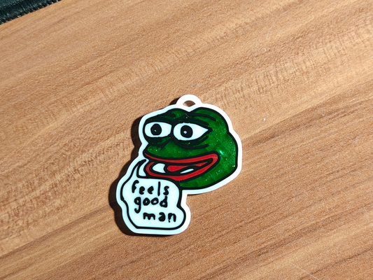 pepe frog feels good man keychain by mholicky happy feel nice ams multicolor 4 color 3d print model - Mito3D