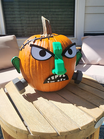 pumpkin pop 'ems - frank by diggle push in mr potato head halloween fall harvest autumn spooky frankenstein monster scary decoration kids fun custom 3d print model - Mito3D