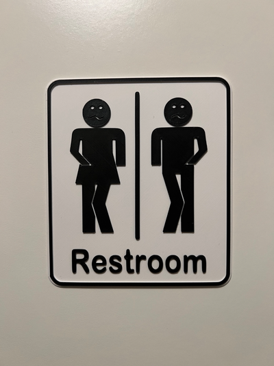 restroom sign - funstyle by xor-3dpr toilet-sign toilet 3d print model - Mito3D