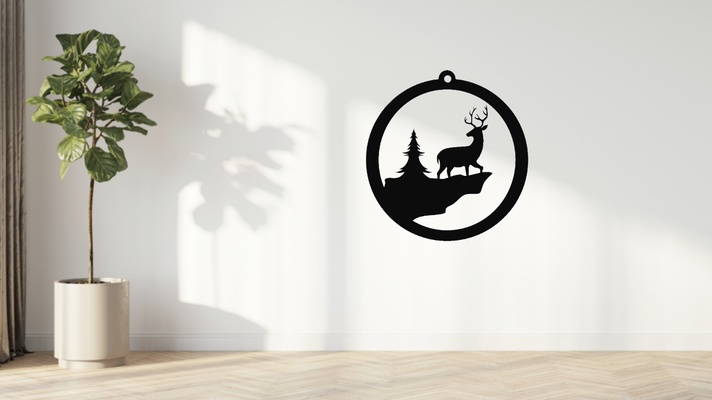 reindeer on rock christmas wall art tree decoration by printthatboii christmasornament reindeerchristmas christmasdecoration christmastree 3d print model - Mito3D