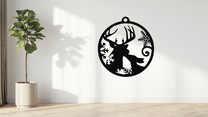 noël mignonne renne mur art arbre décoration by imprimerthatboii rennesnoël décorations sapin mural 3d print model - Mito3D
