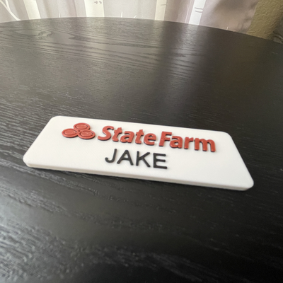 jake state farm insurance tag cosplay costume multicolor by nbakings statefarm nametag 3d print model - Mito3D
