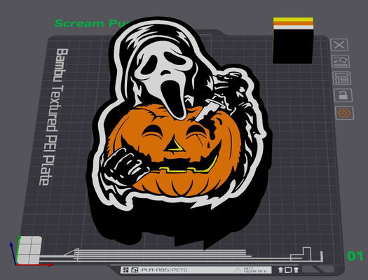 scream pumpkin led light box by wizard7741 horror halloween holiday 3d print model - Mito3D