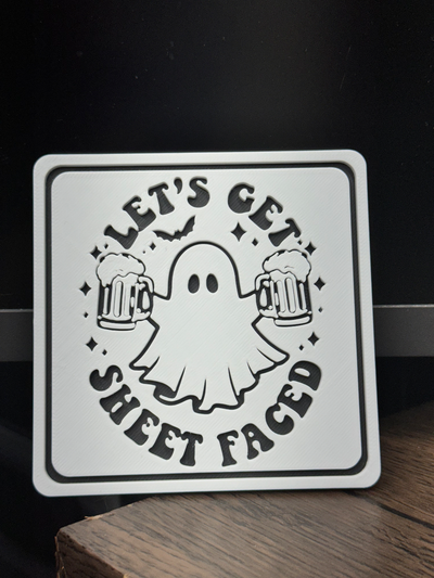 s sheet faced coasters by bearded dad designz ghost boo halloween 3d print model - Mito3D