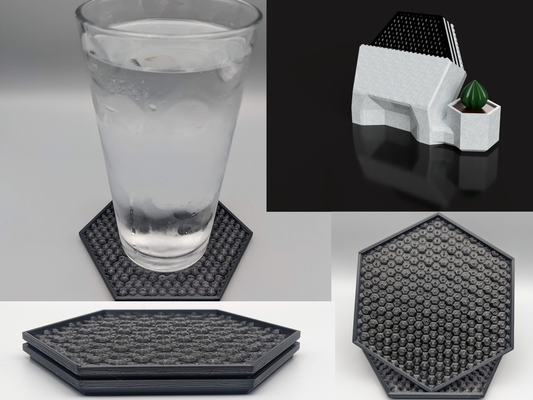 altıgen bardak altlıkları by tjzdesign sulu kaktüs geometrik drinkcoaster ekici etli sofra altlığı 3d print model - Mito3D