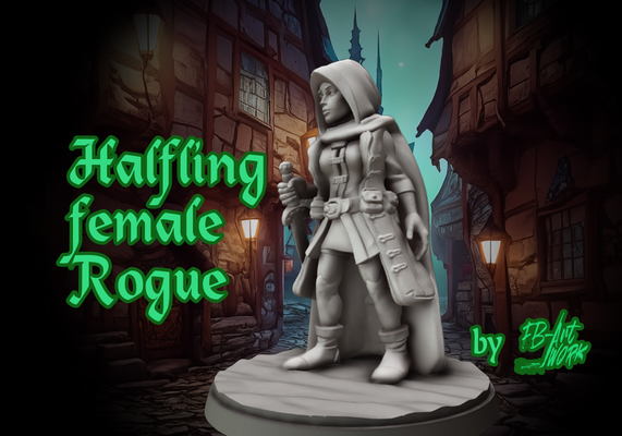 dnd miniature halfling female rogue by fb-artwork 3d print model - Mito3D