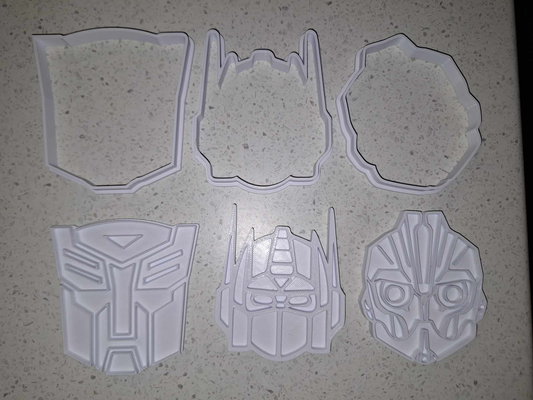 transformers cookie cutters stamps by bean eating cookies cutter stamp cookiec autobot decepticon bumble bee bumblebee optimus optimusprime 3d print model - Mito3D