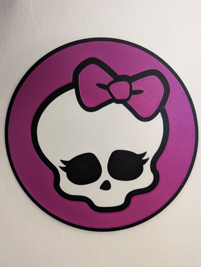 monster high skullette bordered wall plaque flat by slicenextrude art fan 3d print model - Mito3D