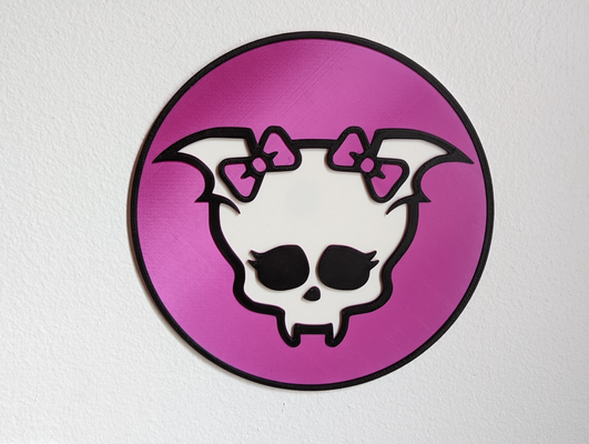 monster high skullette bordered wall plaque raised by slicenextrude art fan 3d print model - Mito3D
