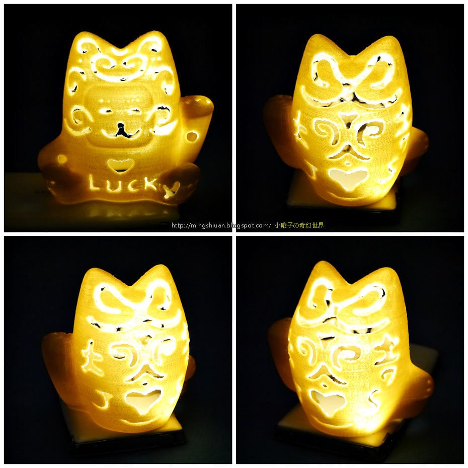 sorte gato lâmpadas esculpido by mingshiuan99 projeto arte design luminária sortudo desafio criado meshmixer 3D print model - Mito3D